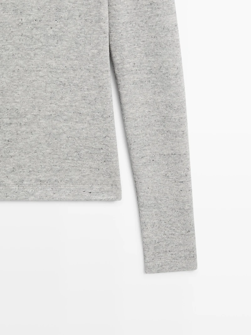 Long sleeve T-shirt with flecked detail