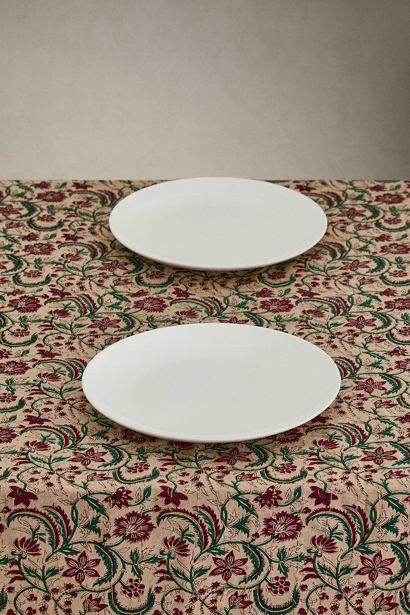 CHRISTMAS FRAMED FLORAL COTTON TABLECLOTH