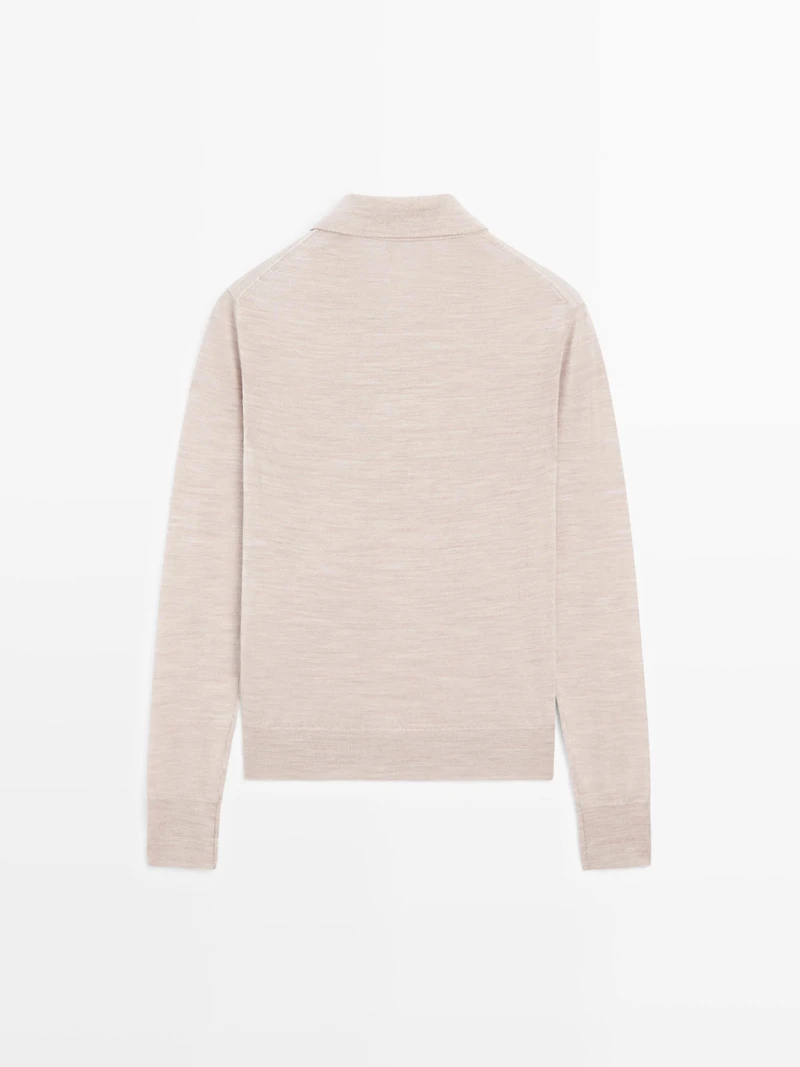 Wool knit polo sweater