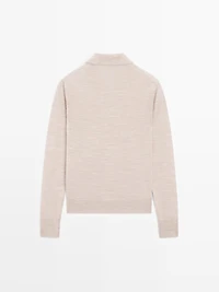 Wool knit polo sweater