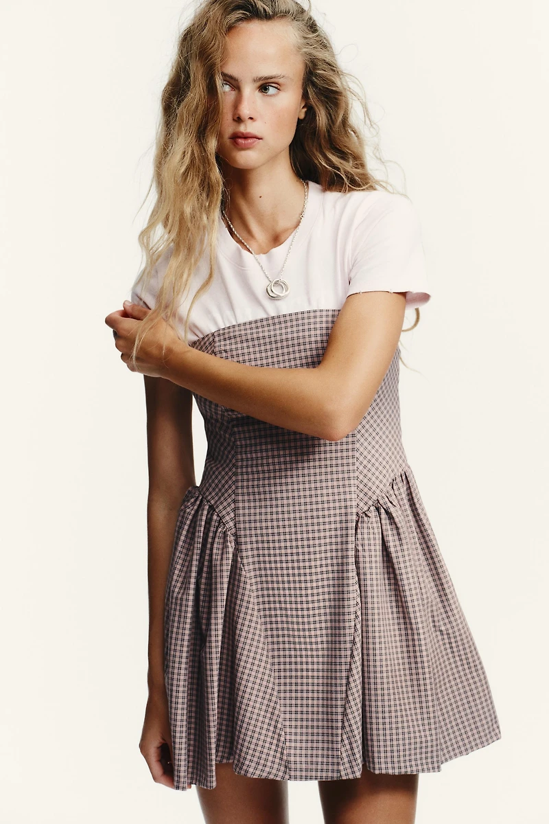 GINGHAM BUSTIER MINI DRESS