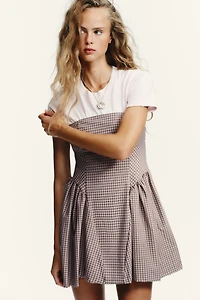 GINGHAM BUSTIER MINI DRESS