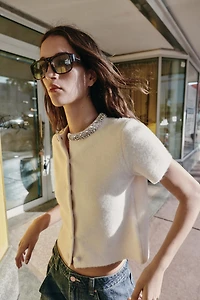 WOOL JACKET WITH JEWEL NECKLINE