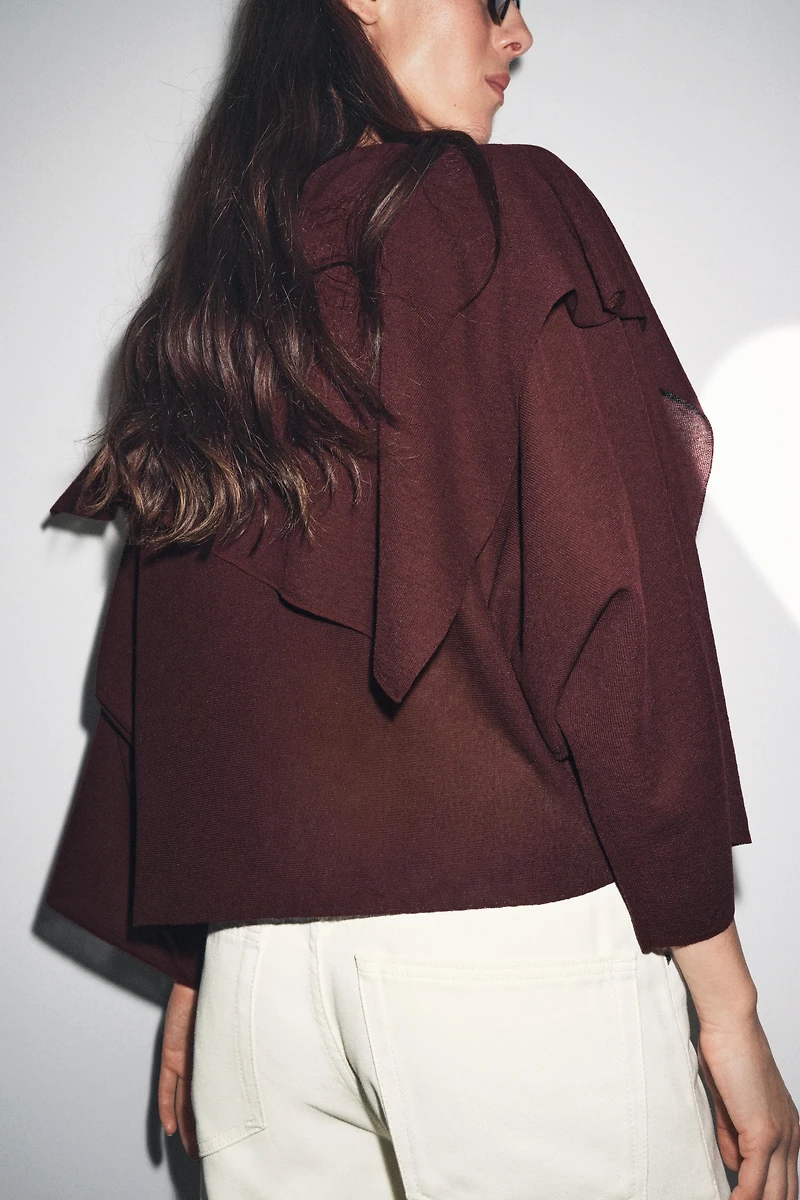 PLAIN KNIT CAPE SWEATER