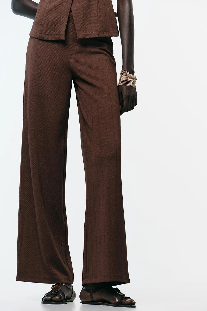 TWILL WIDE LEG PANTS