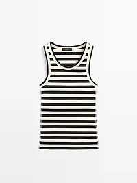 Sleeveless ribbed top with striped detail