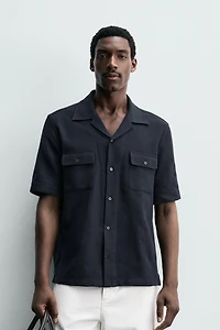 STRIPED JACQUARD POCKET SHIRT
