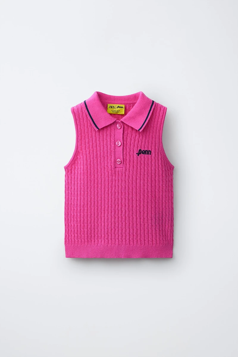PENN © CABLE KNIT POLO TOP