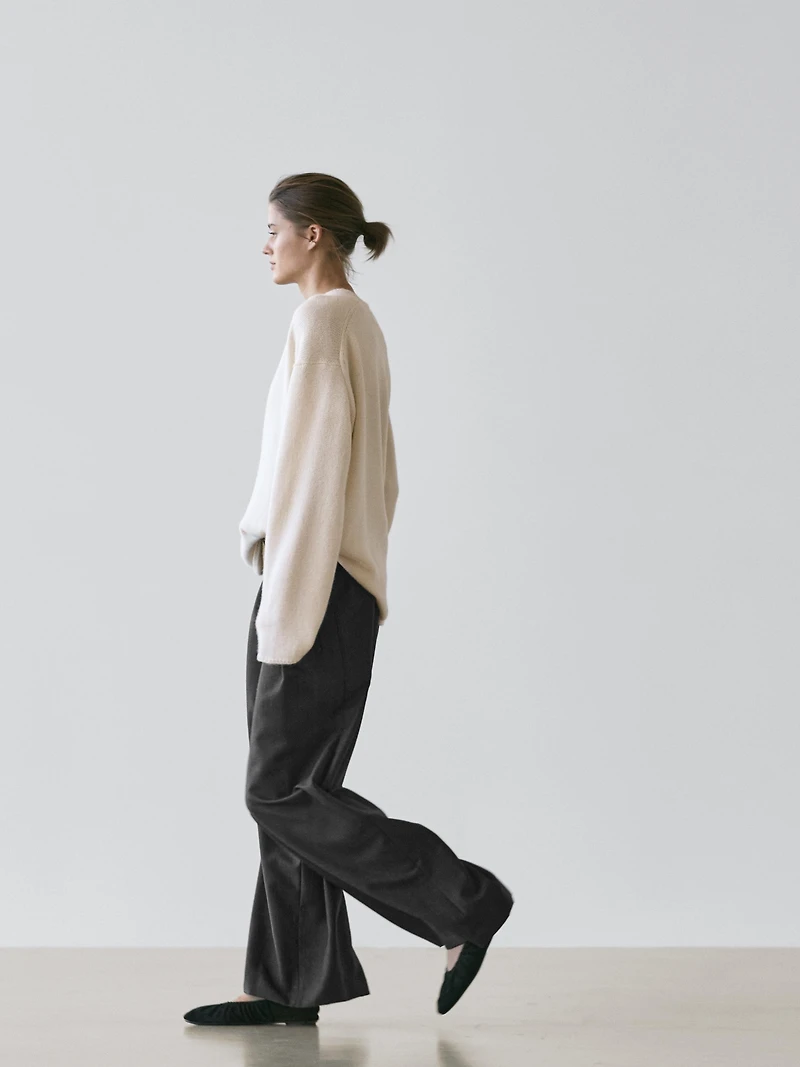 Striped wool blend wide-leg trousers