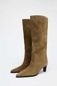 BOTTINES À TALONS KITTEN EN CUIR VELOURS