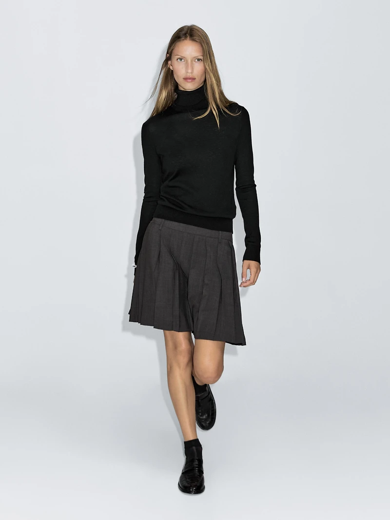 High neck wool blend sweater