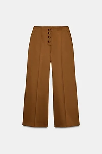 SATIN EFFECT WIDE LEG PANTS