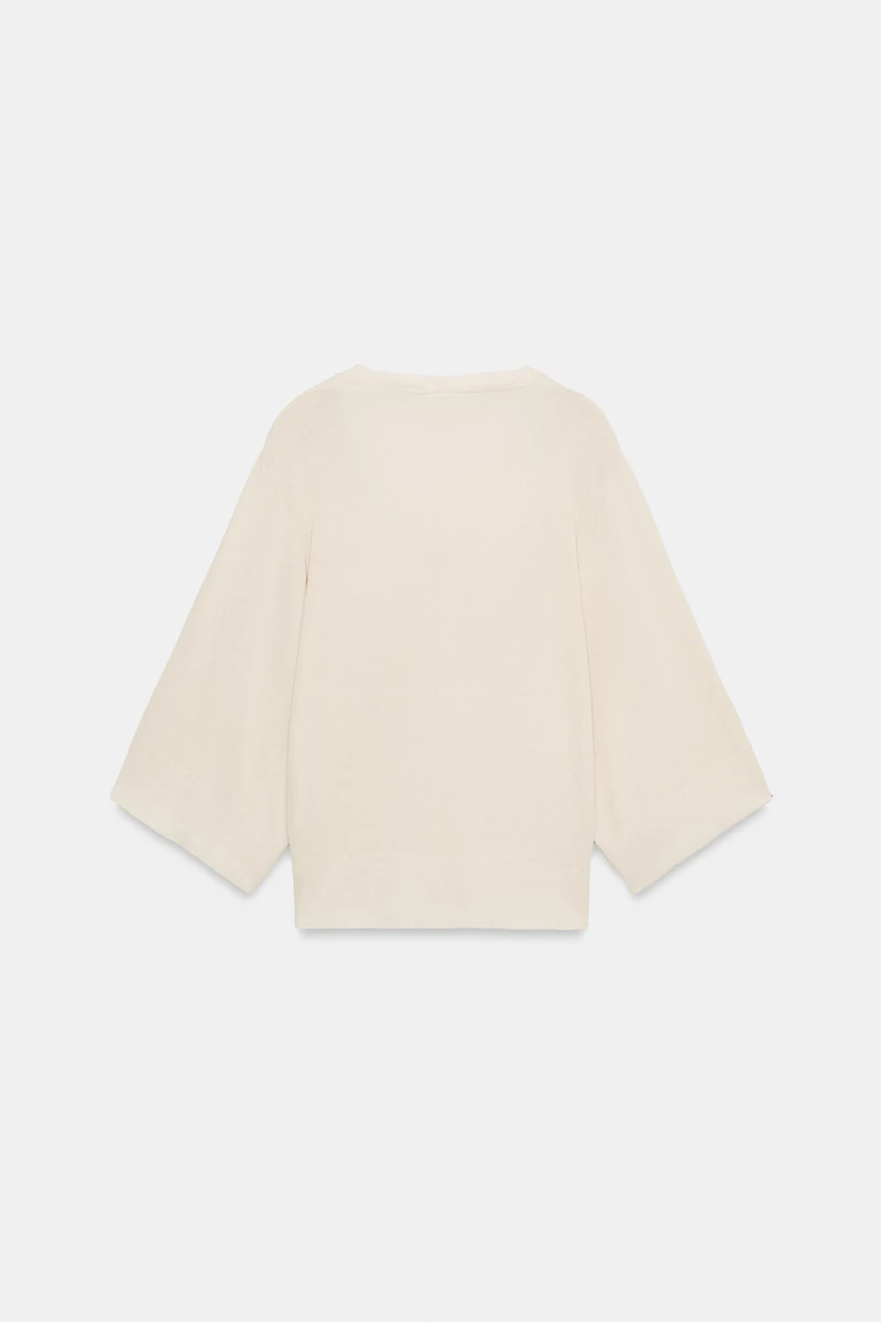 GATHERED ROUND NECK KNIT TOP
