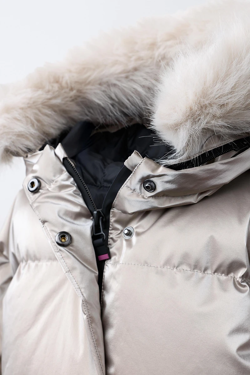 METALLIC DOWN FEATHER WATER RESISTANT AND WINDPROOF RECCO® SYSTEM SKI COLLECTION PUFFER JACKET