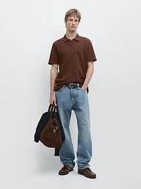 Polo micro-texturé en coton mélangé