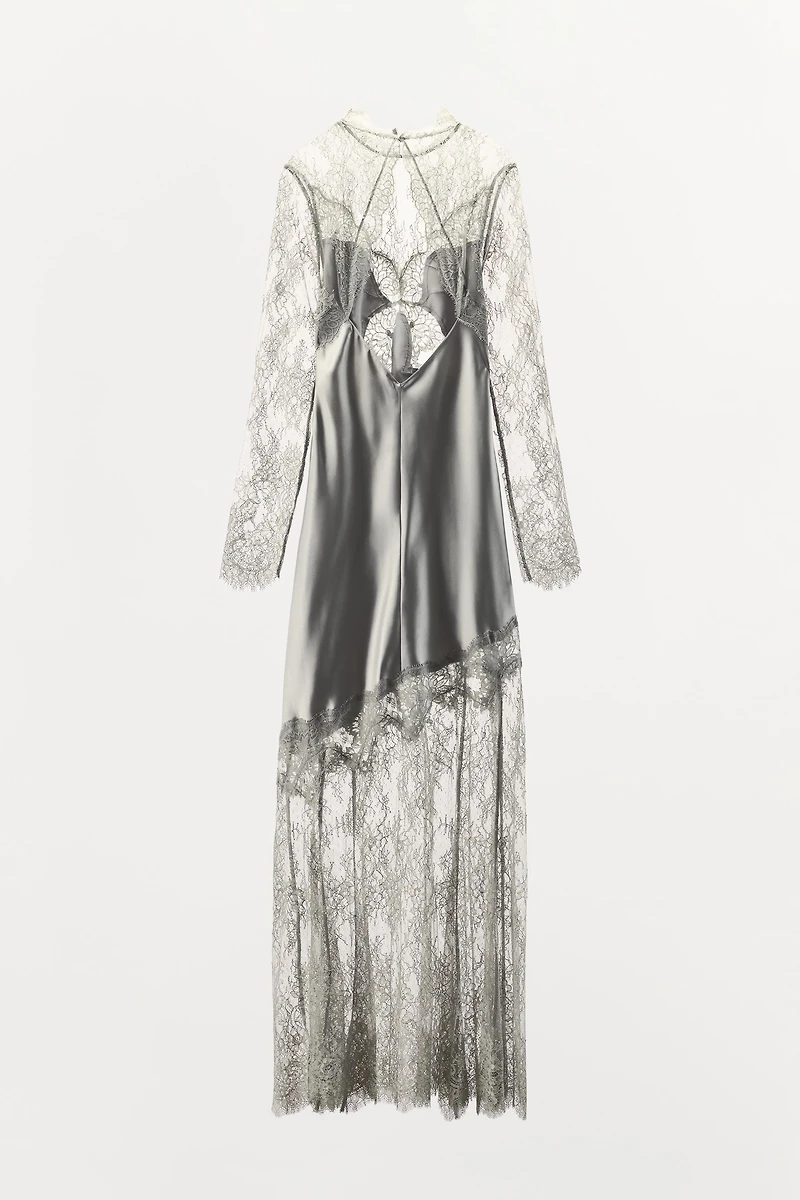 ROBE LONGUE SATINÉE DENTELLE ZW COLLECTION