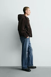 BLOUSON EN VELOURS CÔTELÉ À CAPUCHE ET BRANDEBOURGS
