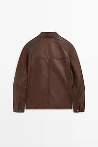 Nappa leather high-neck jacket