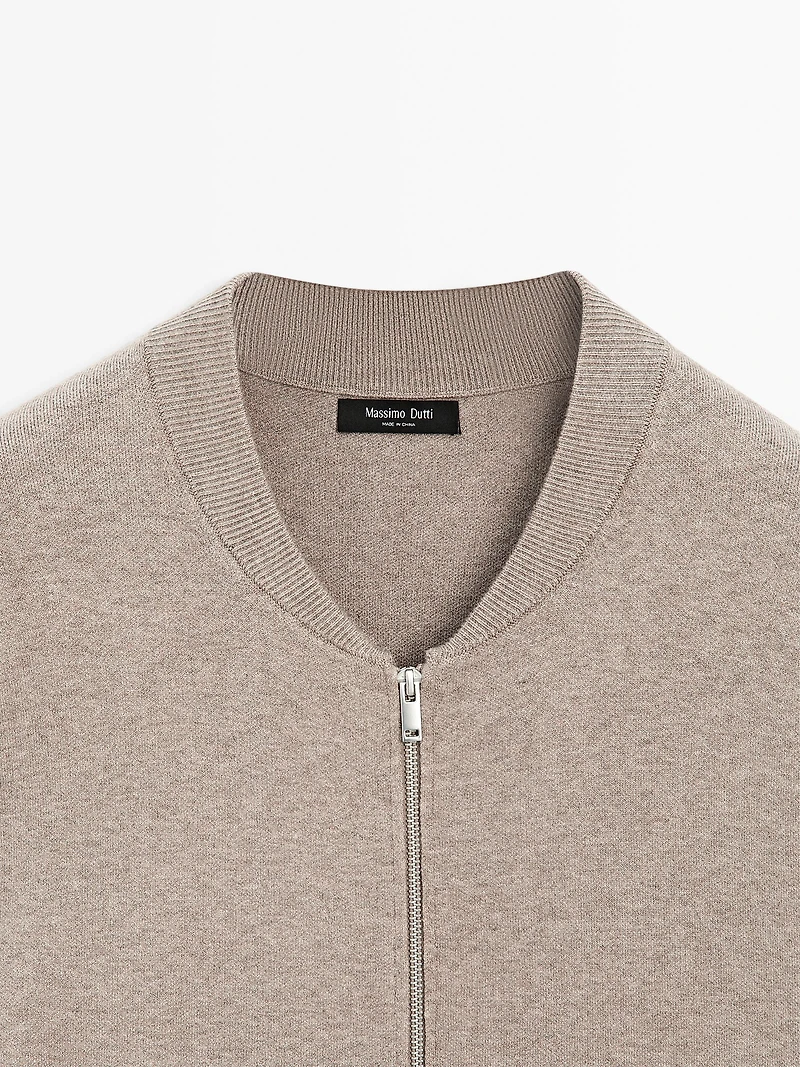 Bomber-style knit cardigan