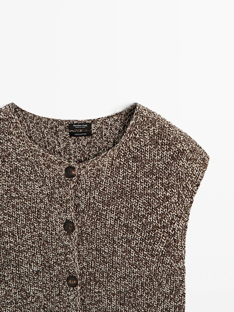 100% cotton mouliné round neck vest