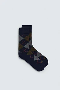 CHAUSSETTES À LOSANGES AVEC LAINE