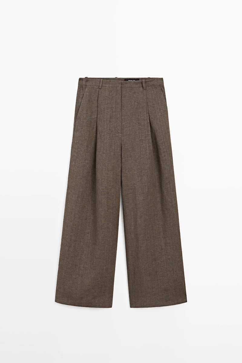 Linen melange darted trousers