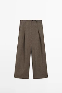 Linen melange darted trousers