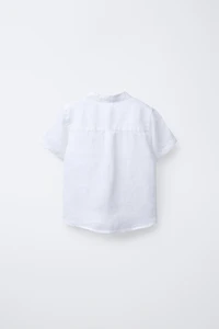 LINEN MANDARIN COLLAR SHIRT