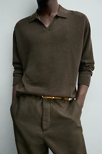 COTTON SILK KNIT POLO SHIRT