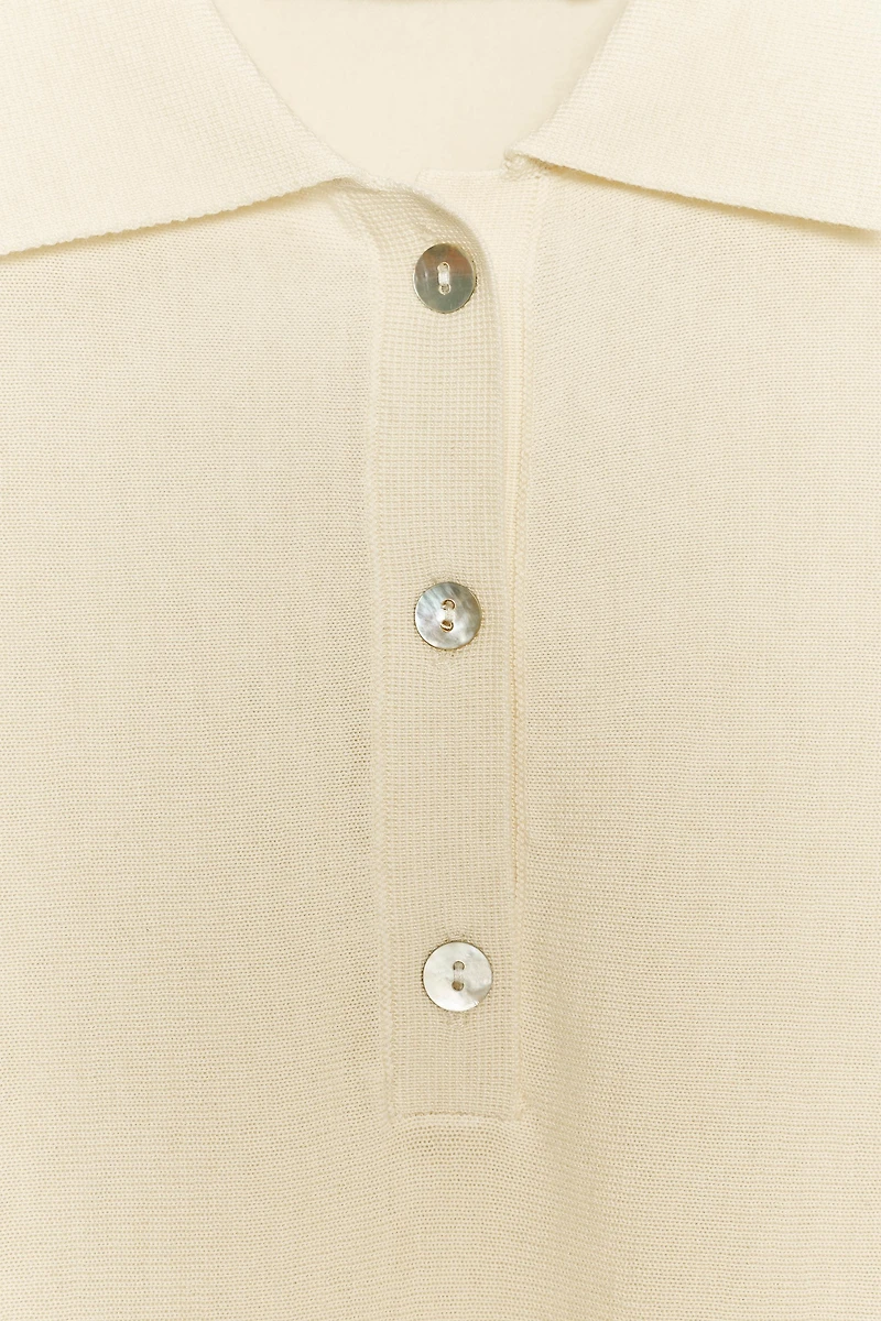 SHORT SLEEVE KNIT POLO TOP