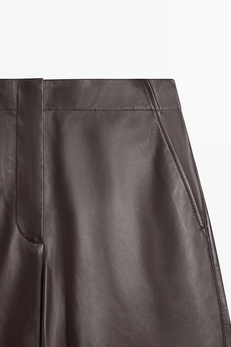 Leather barrel fit pants