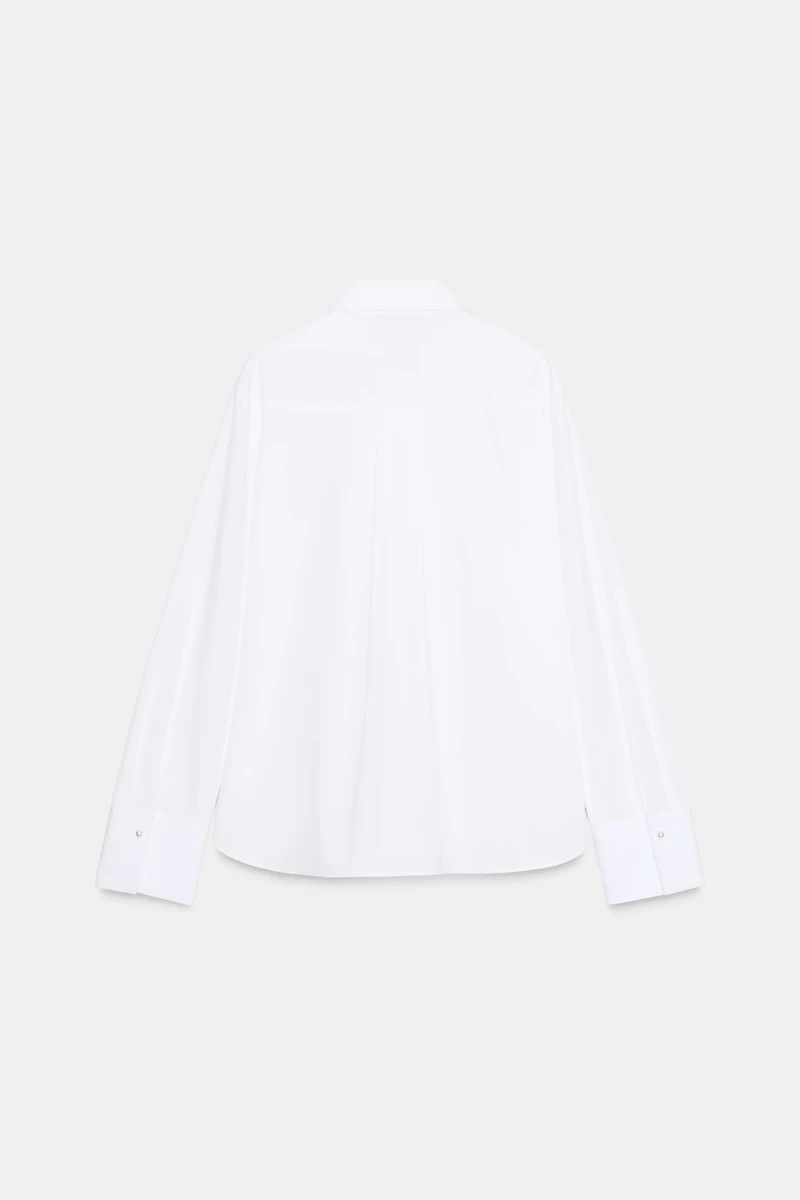 POPLIN SHIRT WITH TIES AND PEARLS