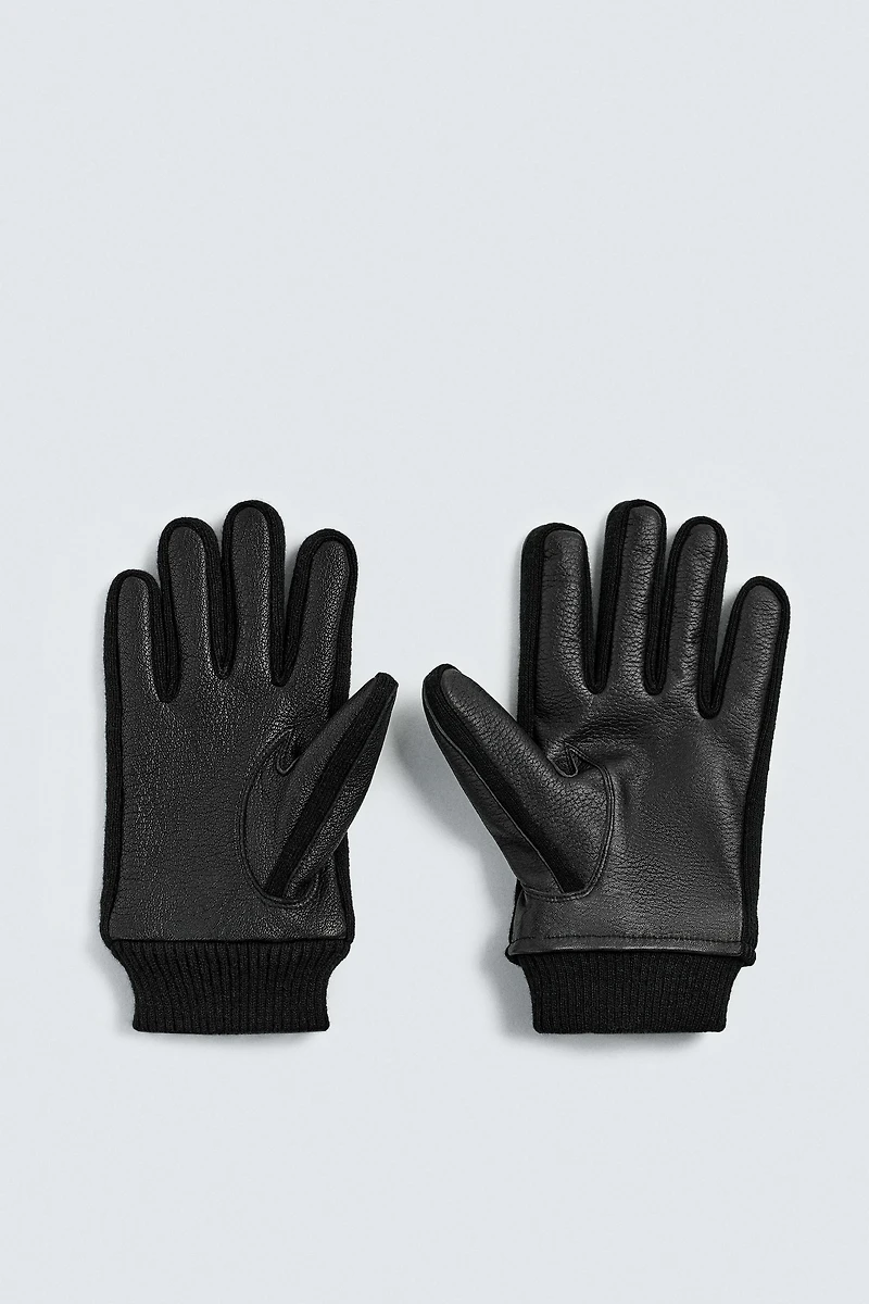 CONTRASTING LEATHER GLOVES
