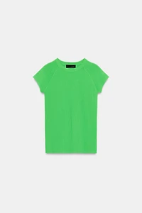 SHORT SLEEVE RIB KNIT TOP
