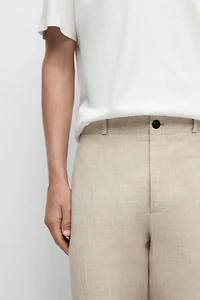 100% linen check pants
