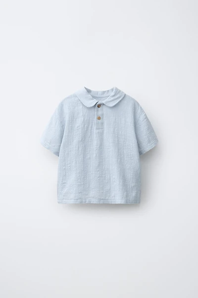 T-SHIRT TEXTURÉ COL POLO