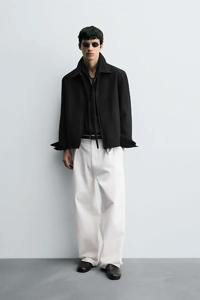 TEXTURED ZIP-UP OVERSHIRT