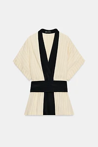 ZW COLLECTION STRIPED DOUBLE-BREASTED JACKET