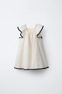 CONTRAST EMBROIDERED DRESS