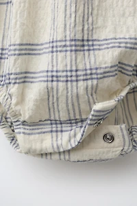 EMBROIDERED CHECKED ROMPER
