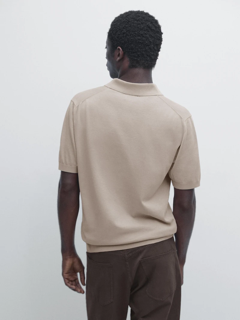 Knit cotton polo shirt