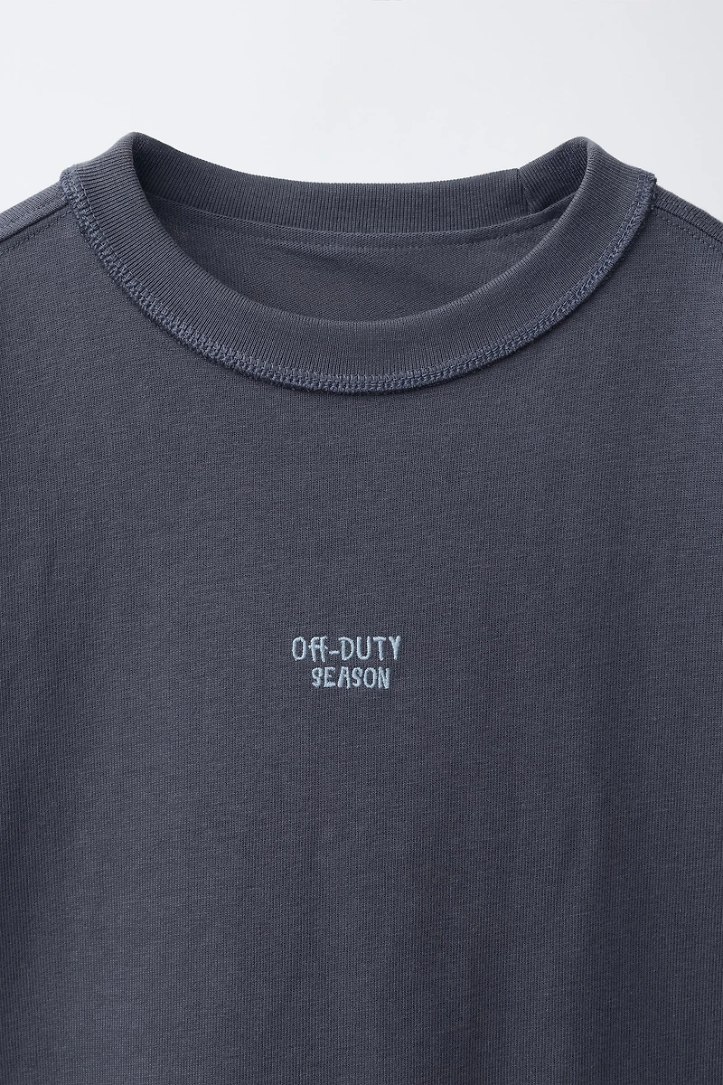 HEAVYWEIGHT EMBROIDERED TEXT T-SHIRT