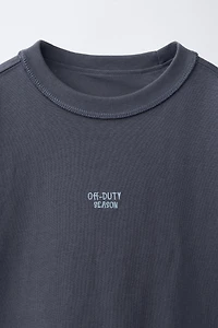 HEAVYWEIGHT EMBROIDERED TEXT T-SHIRT