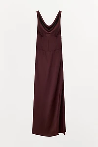 SATIN DRAPED NECK DRESS