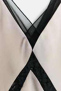 ASYMMETRIC SATIN EFFECT MIDI DRESS