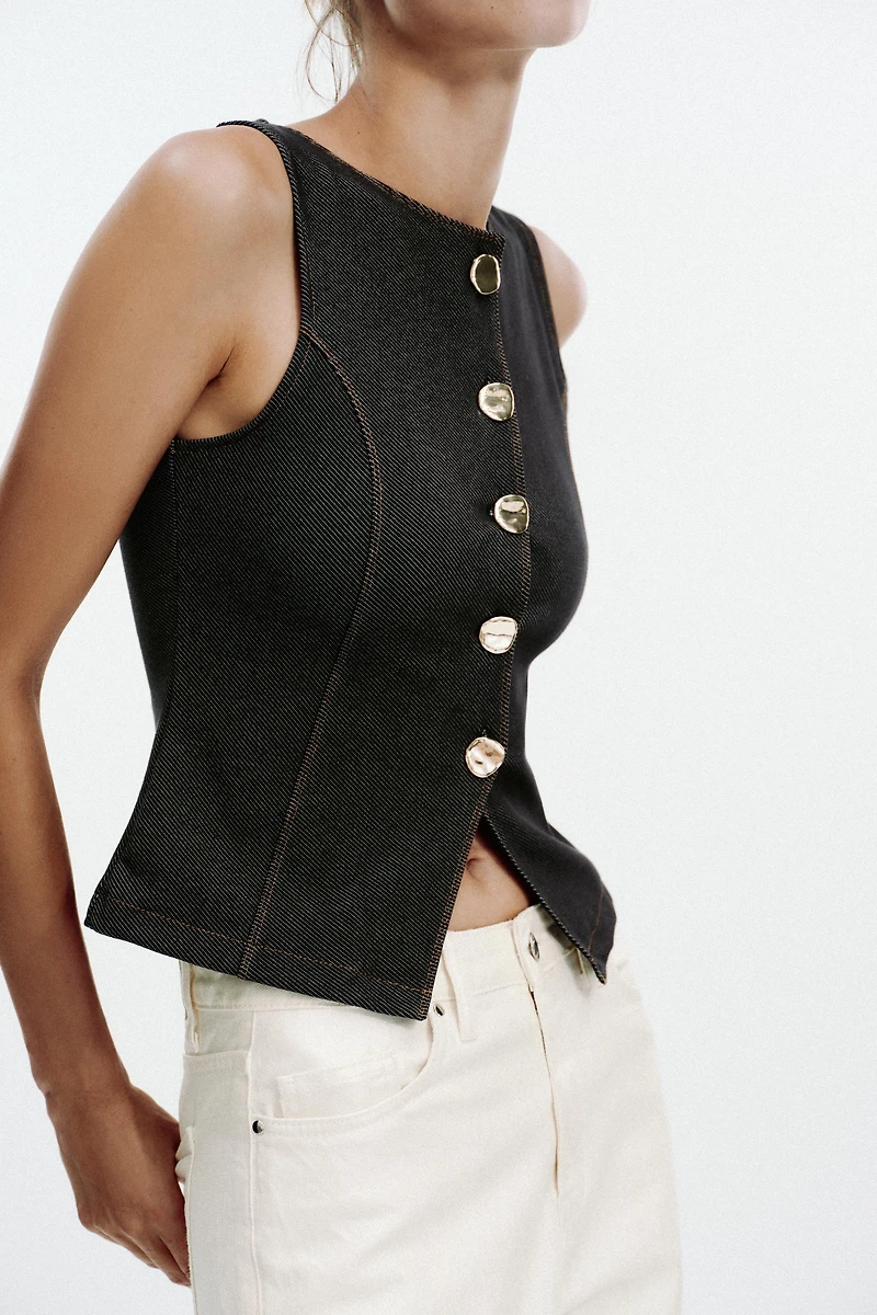 BUTTON VEST TOP