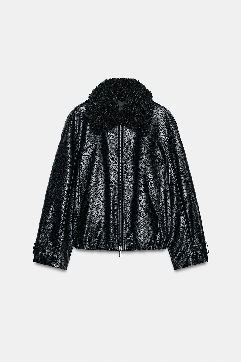 FAUX LEATHER BOMBER JACKET ZW COLLECTION