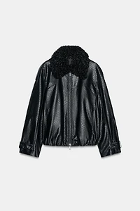 FAUX LEATHER BOMBER JACKET ZW COLLECTION