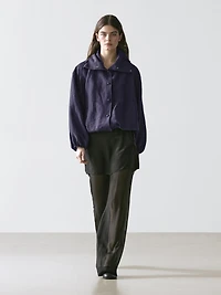 100% linen bomber jacket with collar detail