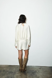 FOULARD SATIN EFFECT SHORT DRESS